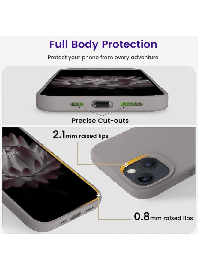 Compatible with iPhone 13/14 Case 6.1 Inch Slim Liquid Silicone 4 Layers Soft Gel Rubber Shockproof Protective Phone Case with Anti Scratch Microfiber Lining (Light Grey) - Image 3