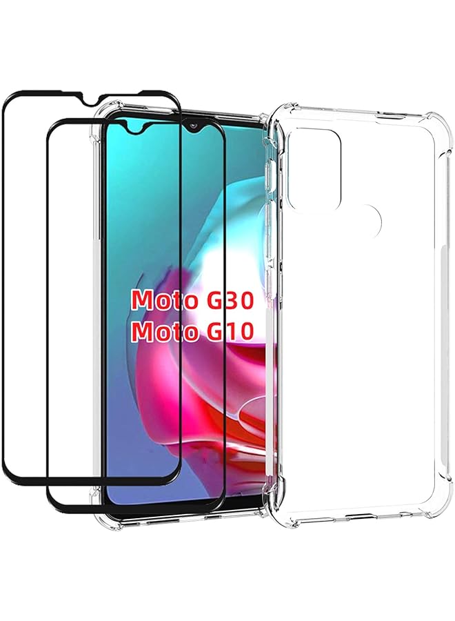 erorex 1+2 Case For Motorola Moto G30 Moto G10 Moto G20 With Tempered Glass 2 Pcs Tpu Soft Edge Bumper With Reinforced Corners Cover For Motorola Moto G30 Moto G10 Moto G20 Motorola Moto G30 Clear - Image 1