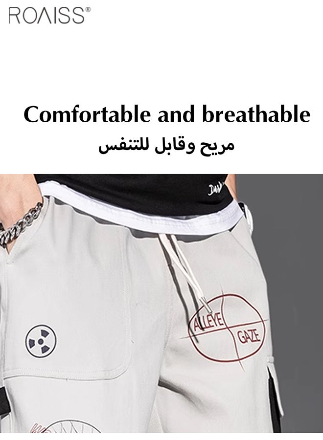 roaiss Graffiti Multi Pockets Loose Cargo Pants Fashion Oversized Hip Hop Trousers - Image 5