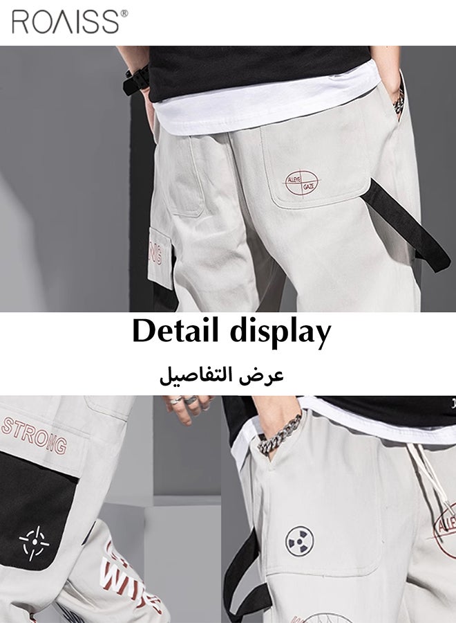 roaiss Graffiti Multi Pockets Loose Cargo Pants Fashion Oversized Hip Hop Trousers - Image 3
