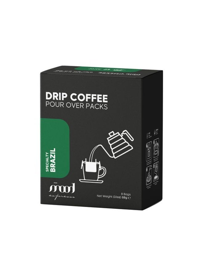 Medium Roast Drip Coffee, Specialty Brazil, 8 x 11g Sachets - Made in UAE