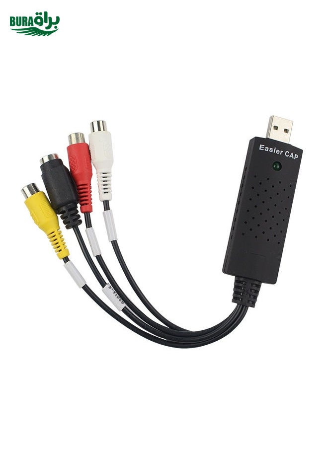 BURAQ Portable USB 2.0 Video + Audio RCA Female to Female Connector for TV / DVD / VHS Support Vista 64 / win 7 / win 8 / win 10 / Mac OS  - Image 1