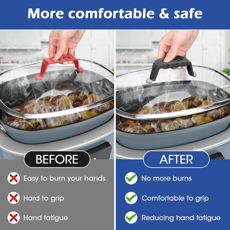 Oyrlize Silicone Lid Handle Cover Compatible with Ninja Foodi Possible Cooker Pro 8.5 Quart MC1000,MC100,MC1010 & 6.5QT MC1101 Slow Cooker Crock Handle Sleeve,Holder,Grip Accessories-No More Hand Burns - Image 4
