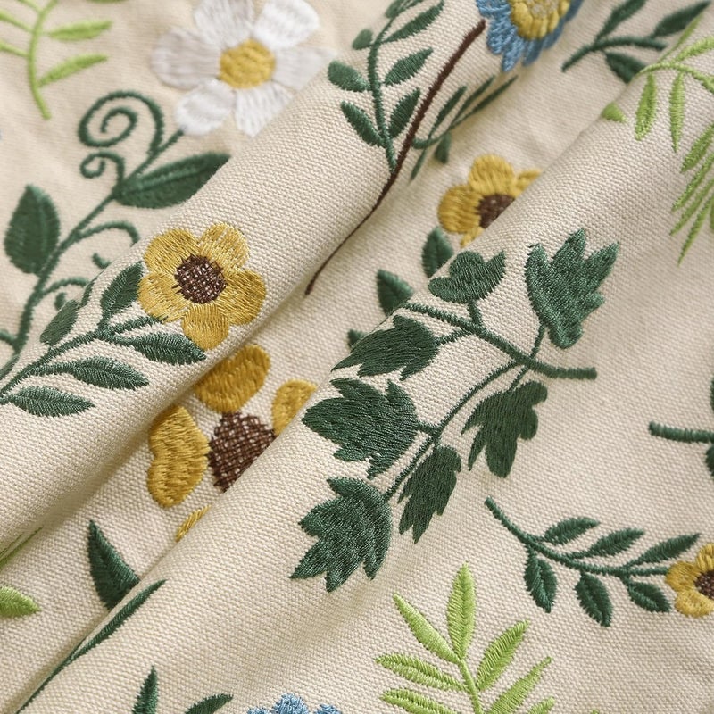 Tosleo أغطية وسائد ديكورية من مقاس 18x18 بوصة، مجموعة من 2، أغطية وسائد مطرزة، أغطية وسائد ريفية، ديكور منزلي بوهيمي، أغطية وسائد مربعة زهرية (زهرة صغيرة مكسرة) - Image 3