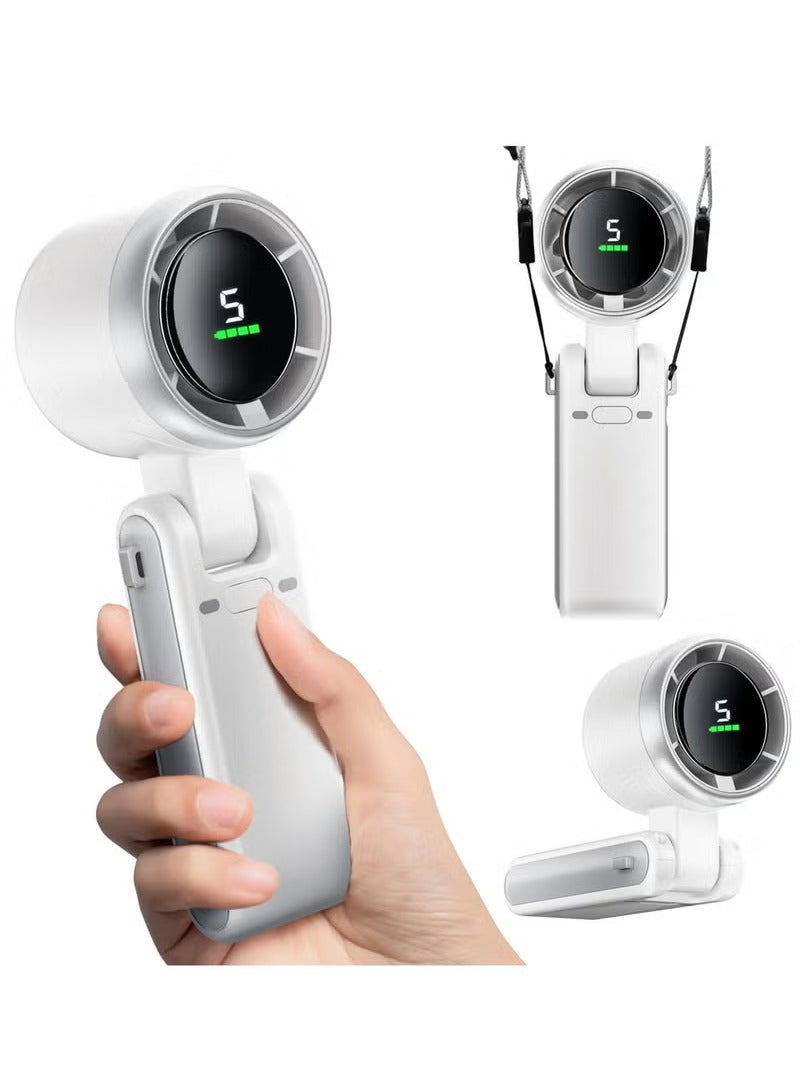 Portable Handheld Mini Fan with 50000 RPM, Foldable Turbo Fan, 3600mAh Type C Rechargeable Battery, 5 Speeds, Digital Display, Ideal for Travel and Outdoor Activities for Men and Women - Image 1
