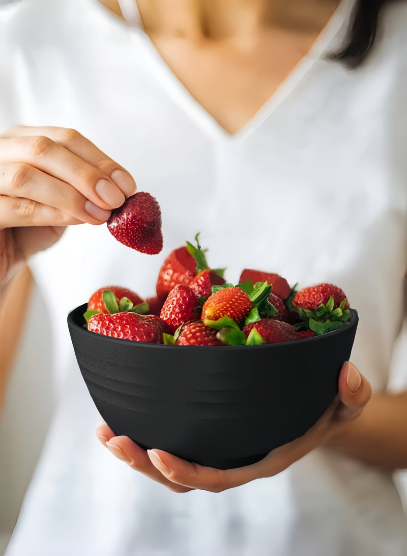 nihao طقم عشاء مكون من 42 قطعة، أطباق 6 بوصات من قش القمح، أطباق دائرية 9 بوصات، طبق مربع 5.5 بوصات، أكواب 3.15 بوصات، أدوات مائدة، طقم أدوات مائدة، خدمة لـ 8 أشخاص، أطباق عشاء، طبق حلوى، أطباق حبوب، أكواب، أطباق بلاستيكية ملونة غير قابلة للكسر للتخييم في الهواء الطلق، أسود ساحلي - Image 4