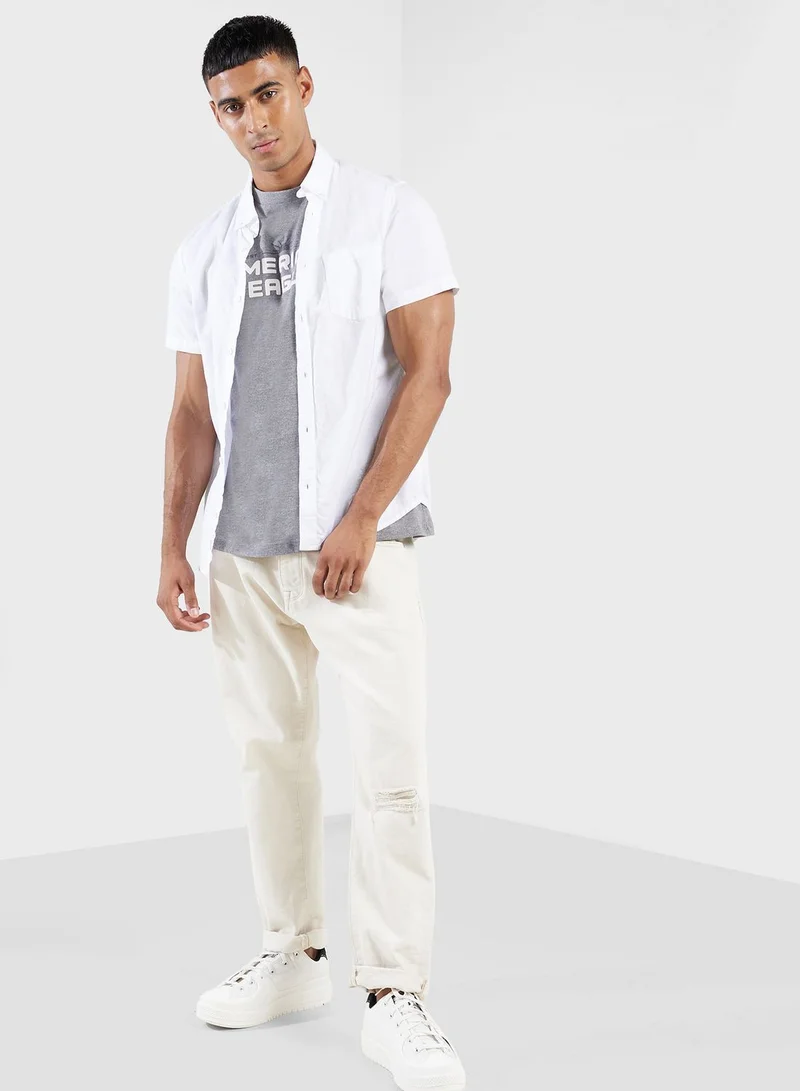 American Eagle Logo Detail Crew Neck T-Shirt