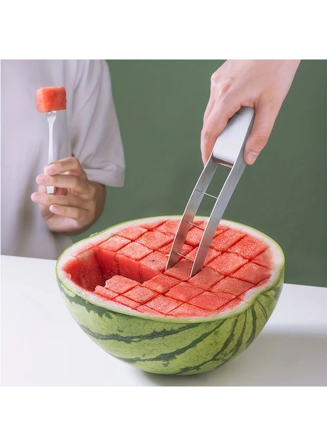 Watermelon Cutter With 2 Forks 304 Stainless Steel Quick Easy Cutting For Perfect Cubes - Image 2