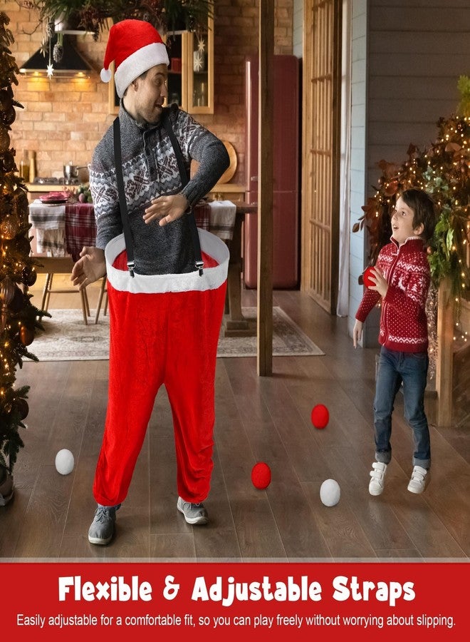 Elcoho 59 Inch Christmas Santa Pants Toss Game Set with Santa Hat, Detachable Strap, 10 Plush Snowballs, Outdoor Giant Pants Yard Toss Ball Games for Adults Family Backyard Game Holiday Party Activity - Image 5