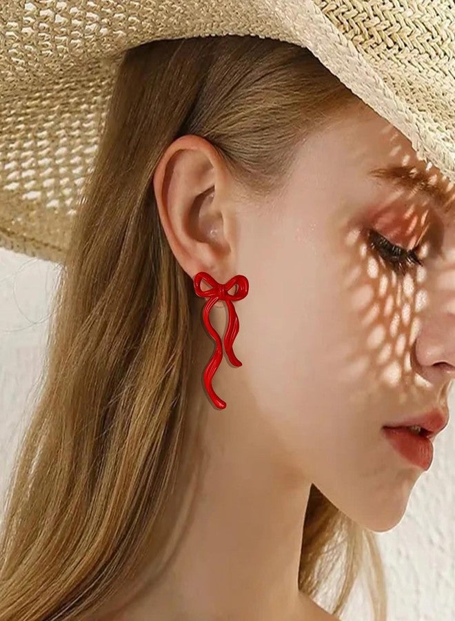 أقراط فيونكة للنساء، أقراط فيونكة حمراء رقيقة، أقراط صيفية للشاطئ، أقراط للعطلات، مجوهرات مميزة، ملابس صيفية نسائية 2026، ملابس شاطئ للعطلات الاستوائية، فساتين وقمصان - Image 2