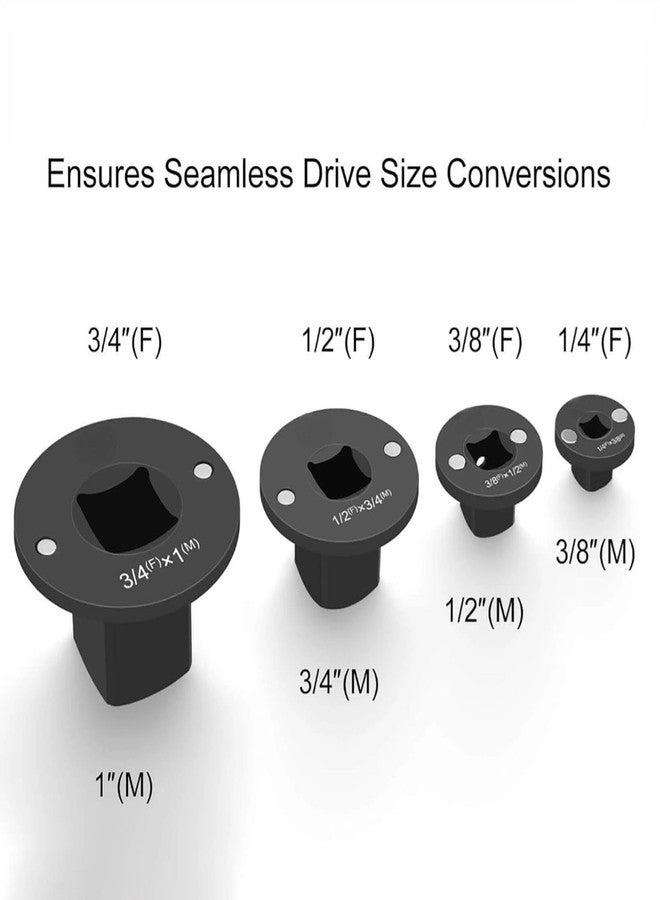 POCREATION 4Pcs Low Profile Impact Socket Adapter Set, Impact Grade Convertor, Low Profile Socket Adapter 1inx3/4in, 3/4inx1/2in, 1/2inx3/8in, 3/8inx1/4in - Image 3