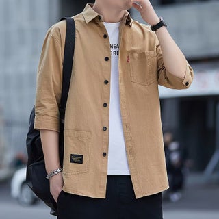 2025 Non-ironing Loosen Shirt Mens Long-sleeved Casual Workwear Shirt Spring and Autumn Coat Mens Fashion Cross-border khaki [714 Seven-point Shirt]] - pzsku/Z95B18FEF9016FBC5116DZ/45/1746217370/f5324c53-2e19-482a-8d90-b8f8bdd0128d