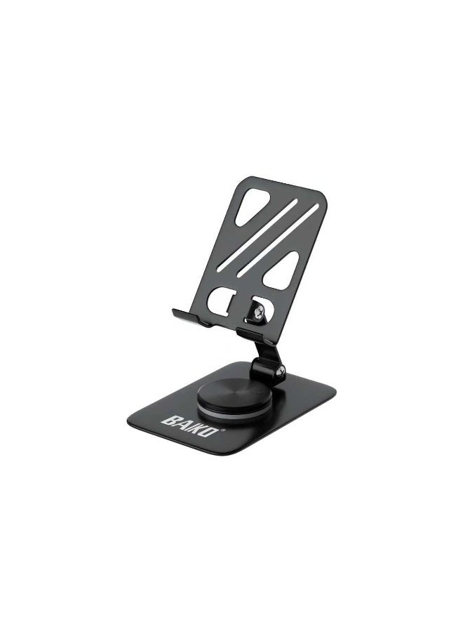 BAIKO DS01 All Alloy Adjustable Phone Stand with 360° Rotating Base, 180° Angle Adjustable Desktop Mobile Holder, Foldable Metal Bracket Stand for iPhone, Samsung, Tablets, Office & Home Use - Image 1