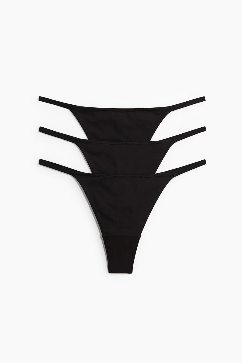 اتش اند ام سروال ثونغ بنمط تانغا من القطن - عبوة من 3 قطع