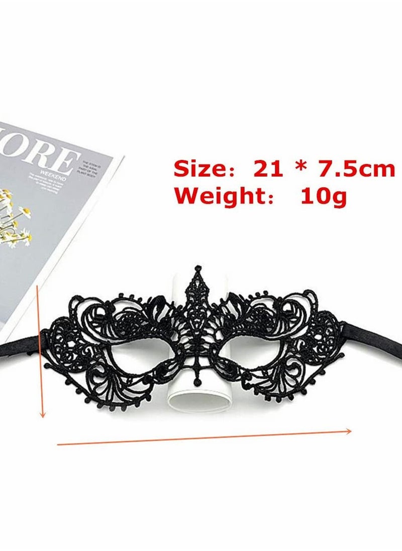 NIBEMINENT - 4 Pieces Women Lace Eye Mask, Masquerade Masks Mysterious Face Venetian Eyemask for Carnival Party Costume Ball, Black - Image 1