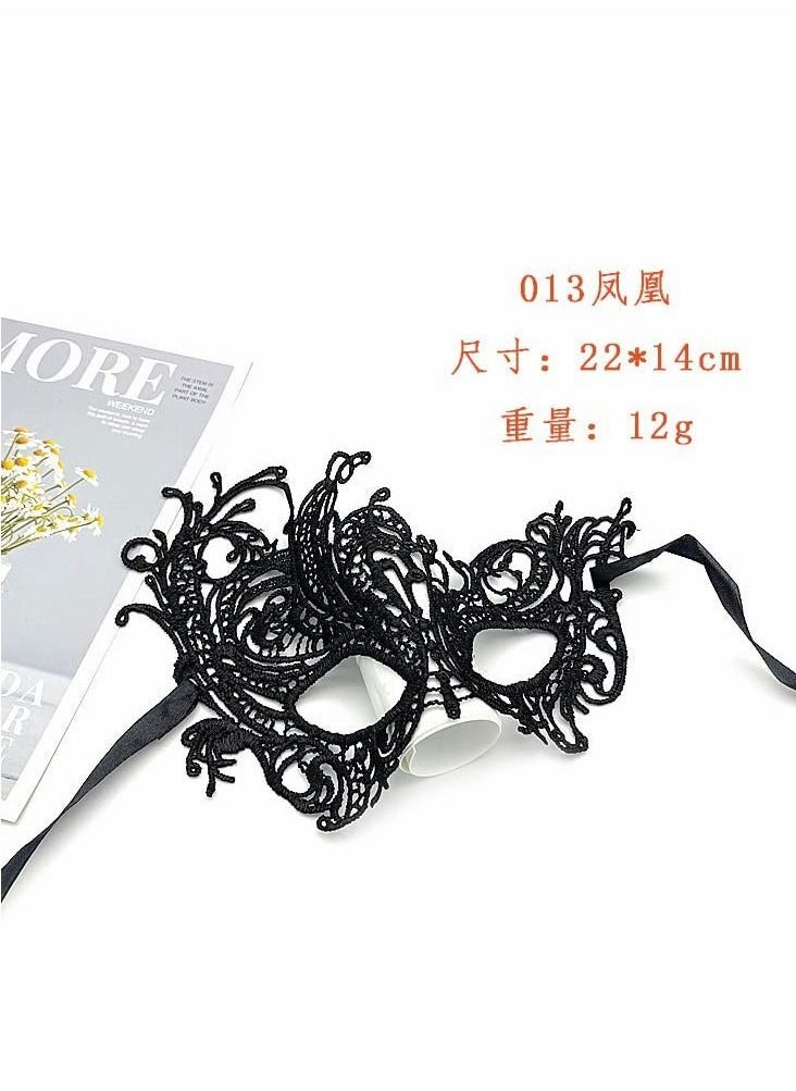NIBEMINENT - 4 Pieces Women Lace Eye Mask, Masquerade Masks Mysterious Face Venetian Eyemask for Carnival Party Costume Ball, Black - Image 1