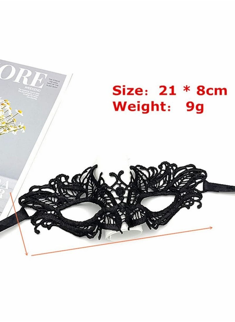NIBEMINENT - 4 Pieces Women Lace Eye Mask, Masquerade Masks Mysterious Face Venetian Eyemask for Carnival Party Costume Ball, Black - Image 1