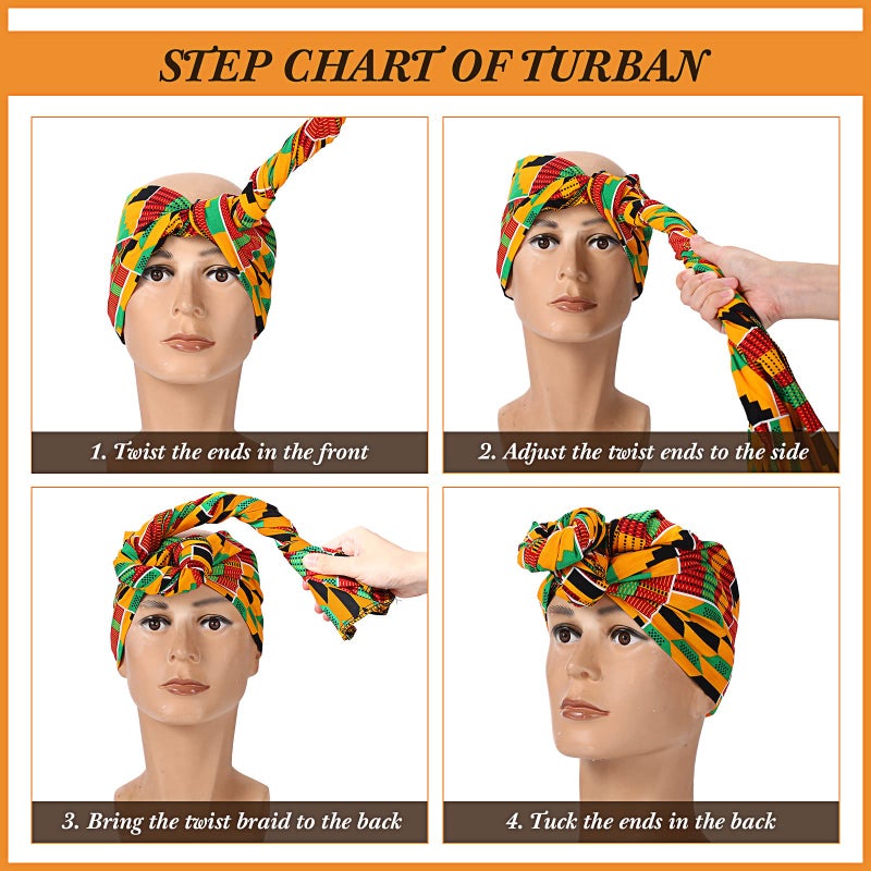 Coume 3 Pcs Women African Dashiki Skirt Traditional Costume African Bohemian Head Wrap Scarf Drop Dangle Earring (Medium) Multi - Image 4