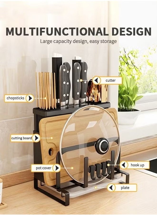 HQ-GAMING Knife Block Holder,Universal Knife Block, Kitchen Knife Holder,Kitchen Knife Chopsticks Chopping Board Pot Cover Chopping Board Knife Multi-Functional All-In-One Organizer  - Image 3
