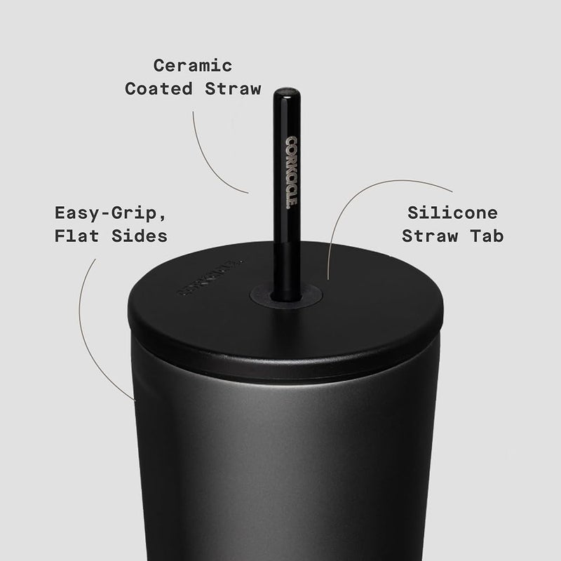 Corkcicle Cold Cup Insulated Tumbler 24 oz Reusable Water Bottle with Lid & Straw Keeps Drinks Cold 12 Hours & Hot 5 Hours Cupholder Friendly Ceramic Slate - Image 3