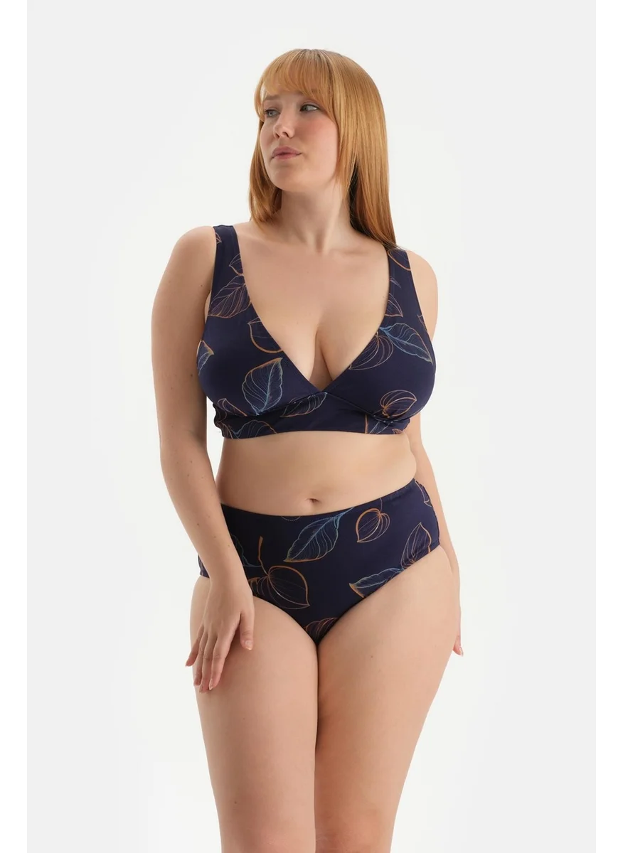 داجي Navy Blue Corseted Tight Bikini Top