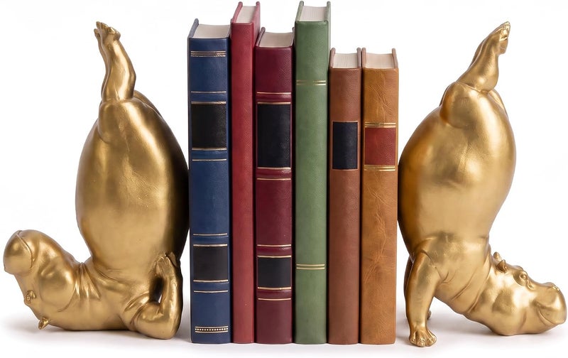 حوامل الكتب، حوامل كتب على شكل حيوانات مضحكة لرف الكتب،
زوج واحد (قطعتان)؛ بطلاء راتنج ذهبي؛ قاعدة غير قابلة للانزلاق؛ هدية رائعة لعشاق الكتب وديكور المكتب المنزلي. - Image 1