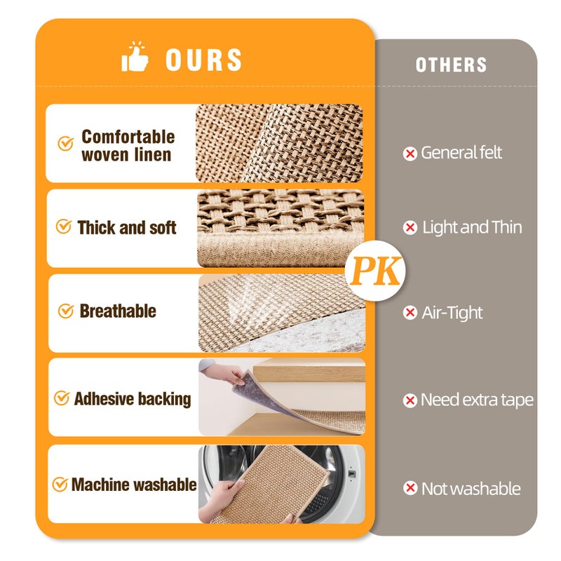 Deerly 15pcs Stairs Treads and 1 Landing Carpet, Breathable Linen Stair Carpet Non Slip for Wooden Steps Peel and Stick Stairs Runner Indoor Self-Adhesive Treads Stair Covers Mat 8"X30" and 30"X30" - Image 4