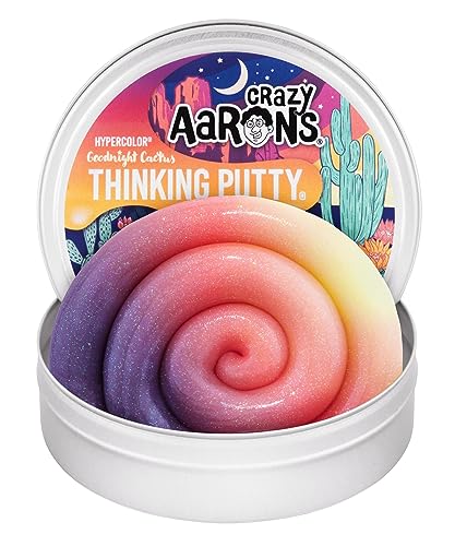 Crazy Aaron's عجينة التفكير من كريزي آرون - صبار ليلة سعيدة - عجينة حسية متعددة الألوان للأطفال والكبار في علبة 4 بوصات - متعة إبداعية لا نهائية، ألعاب علاجية لتخفيف التوتر، لا تجف أبداً - مصنوعة في الولايات المتحدة - Image 1
