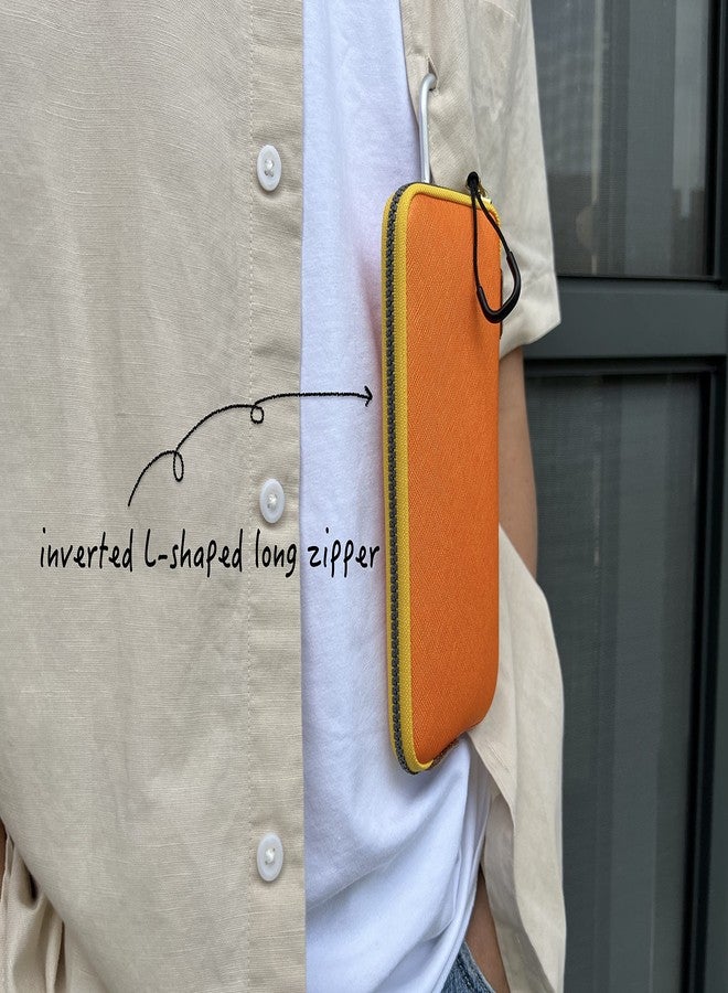 OneJoy Neoprene Cell Phone Pouch, Large Zipper Opening, Lightweight & Protective Phone Sleeves for iPhone Durable Phone Carrier Bag, Thermal Carrying Phone Pouch Inner Pocket [Orange] - Image 4