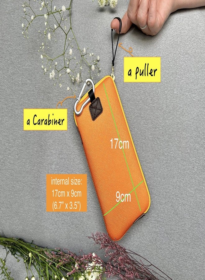 OneJoy Neoprene Cell Phone Pouch, Large Zipper Opening, Lightweight & Protective Phone Sleeves for iPhone Durable Phone Carrier Bag, Thermal Carrying Phone Pouch Inner Pocket [Orange] - Image 5