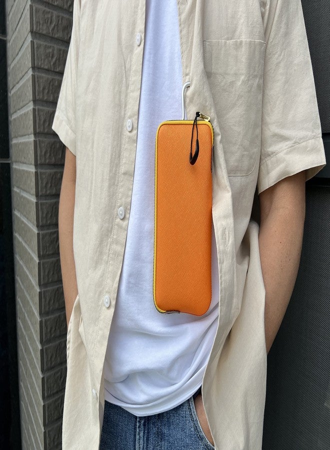 OneJoy Neoprene Cell Phone Pouch, Large Zipper Opening, Lightweight & Protective Phone Sleeves for iPhone Durable Phone Carrier Bag, Thermal Carrying Phone Pouch Inner Pocket [Orange] - Image 2