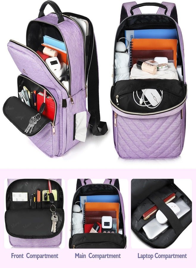 Matein Laptop Backpack for Women, Anti Theft 15.6 inch College School Bookbag for Girls with USB Charging Port, Water Resistant Stylish Travel Computer Work Backpack with RFID Pocket for Nurse, Purple - Image 2