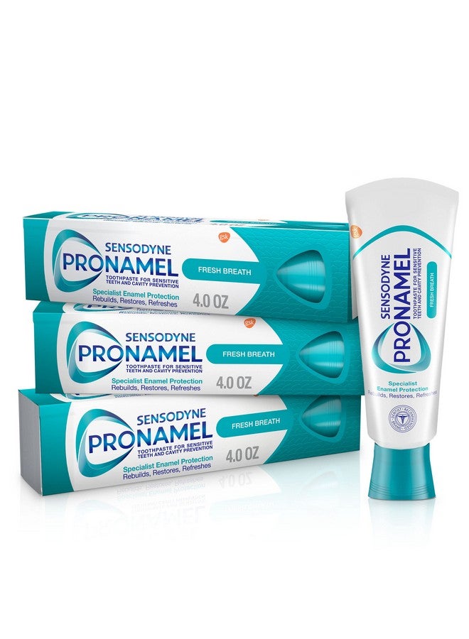 Sensodyne Pronamel Fresh Breath Enamel Toothpaste for Sensitive Teeth, to Reharden and Strengthen Enamel, Fresh Wave - 4 Ounces (Pack of 3) - Image 1