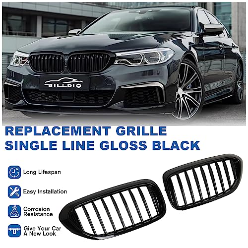 BILLDIO G30 Grille - Black Kidney Single slats Grill Compatible With BMW 5 Series 2017 2018 2019 2020 530e 530e xDrive 530i 530i xDrive 540i 540i xDrive 550i xDrive ABS Gloss Black Kidney Grill - Image 2