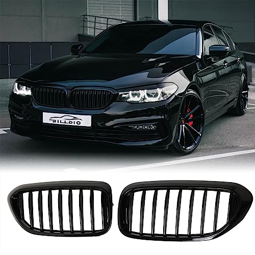 BILLDIO G30 Grille - Black Kidney Single slats Grill Compatible With BMW 5 Series 2017 2018 2019 2020 530e 530e xDrive 530i 530i xDrive 540i 540i xDrive 550i xDrive ABS Gloss Black Kidney Grill - Image 1