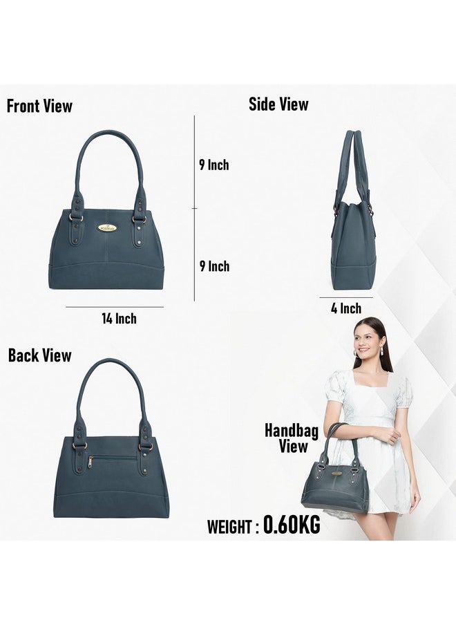 Fostelo Fostelo Women's Vegan Leather Birdie Handbags Shoulder Hobo Bag Ladies Purse (Blue) (Large)  - Image 3