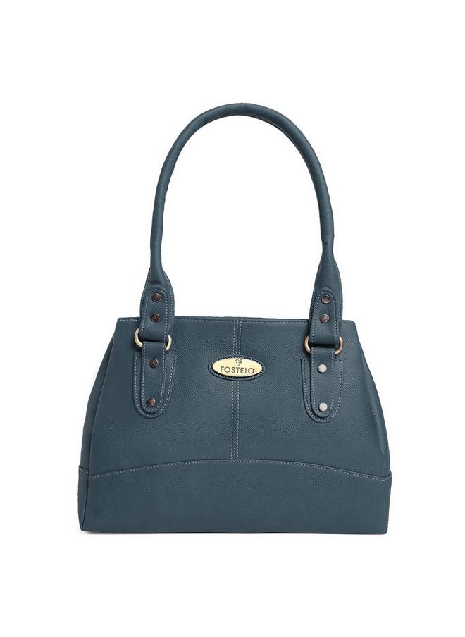 Fostelo Fostelo Women's Vegan Leather Birdie Handbags Shoulder Hobo Bag Ladies Purse (Blue) (Large)  - Image 1