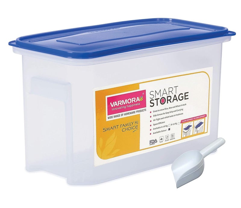 Varmora Combo Pack of Smart Storage 12 liter (10 kg Maximum Weight Capacity) Plastic Container and Rice Scoop (Pack of 1) - Image 1