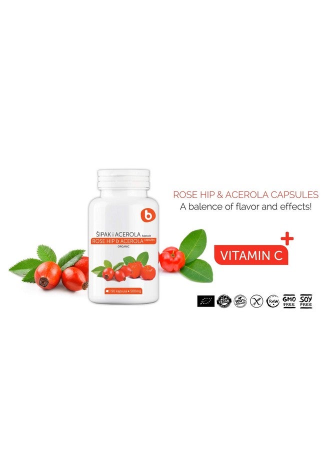 B. b Organic Rose HIPS Capsules & Acerola Vitamin C 1000mg - Plant Based Vitamin C Supplement Without Ascorbic Acid - Supports Overall Wellness - GMO-Free, Gluten-Free, 90 Vegan Capsules - Image 5