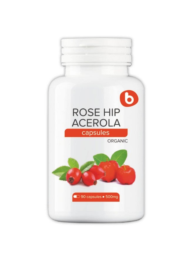 B. b Organic Rose HIPS Capsules & Acerola Vitamin C 1000mg - Plant Based Vitamin C Supplement Without Ascorbic Acid - Supports Overall Wellness - GMO-Free, Gluten-Free, 90 Vegan Capsules - Image 1