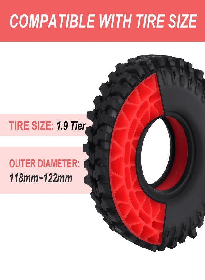 HobbyPark 1.9 Silicone Inserts Foam Rubber Insert fit 118-122mm Tires 4.75" for 1/10 Scale RC Crawler 1.9" Wheel Tires, Super Soft, Replacement of Sponge Foams 4pcs (Red) - Image 2