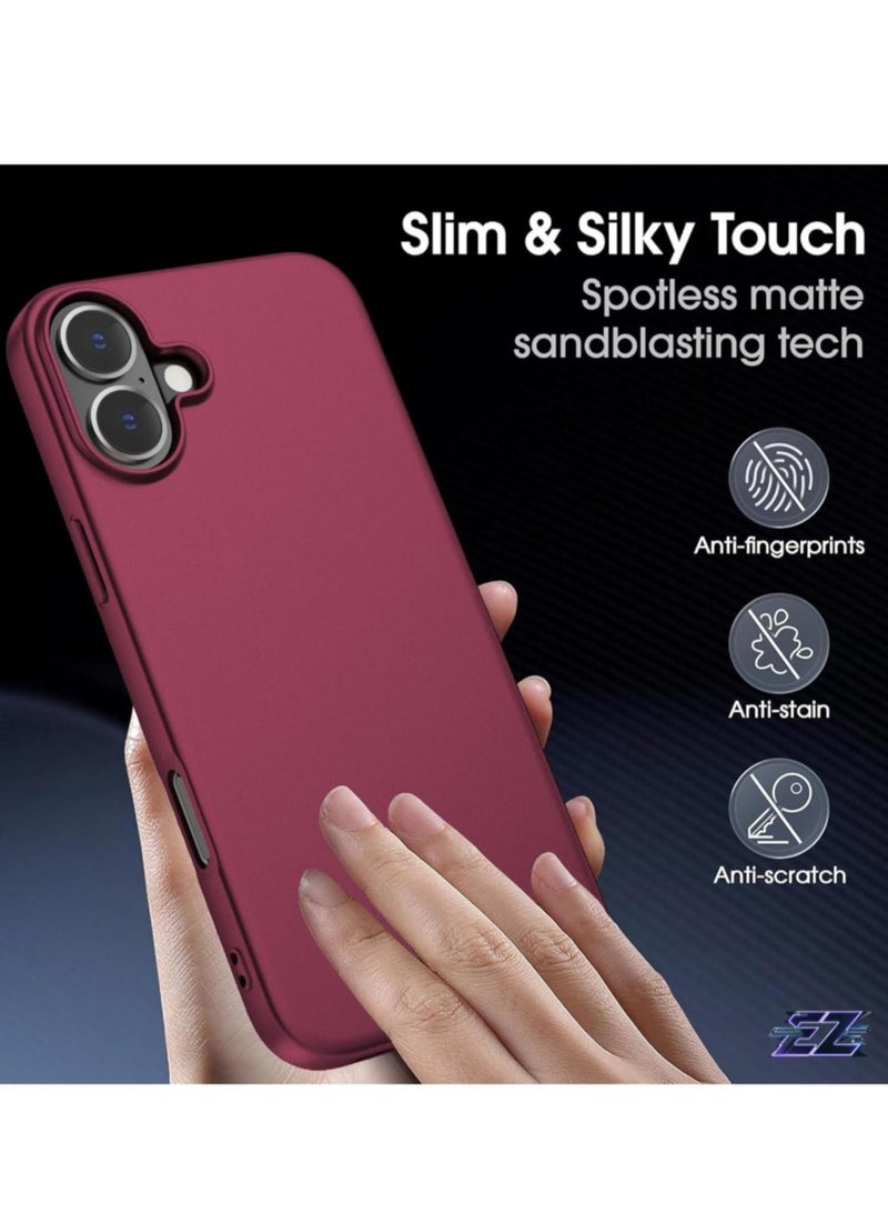 ELTRAZONE "Ultra-Thin Matte Wine Red iPhone 16 Case with Enhanced Lens & Screen Protectors – Shockproof, Anti-Scratch, Lightweight" - Image 2