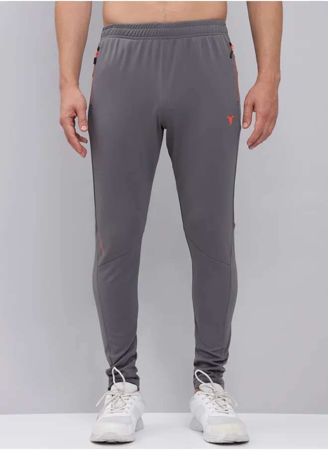 Technosport Men Grey Solid Elasticated Waistband Track Pants