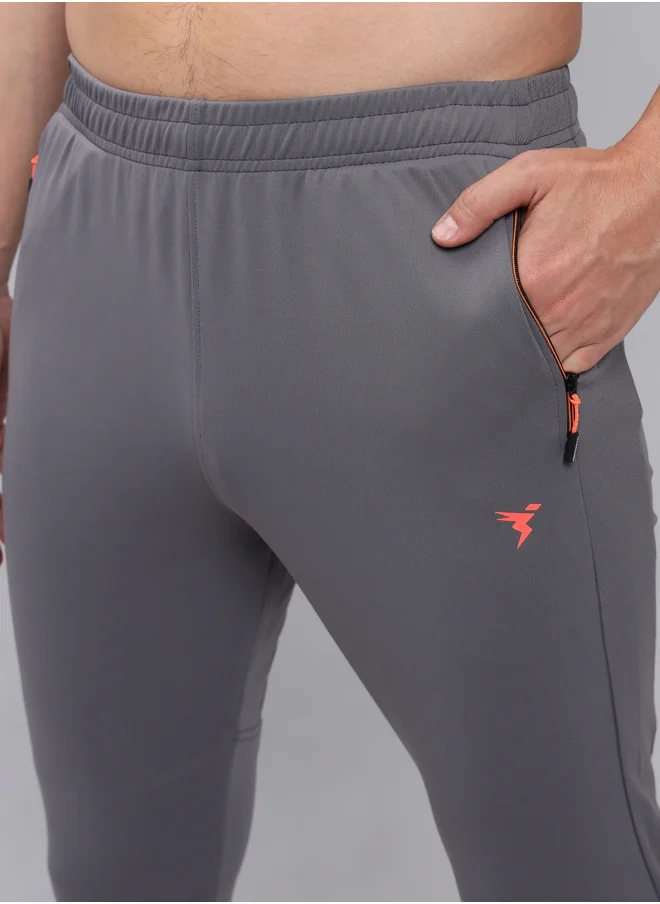 Technosport Men Grey Solid Elasticated Waistband Track Pants
