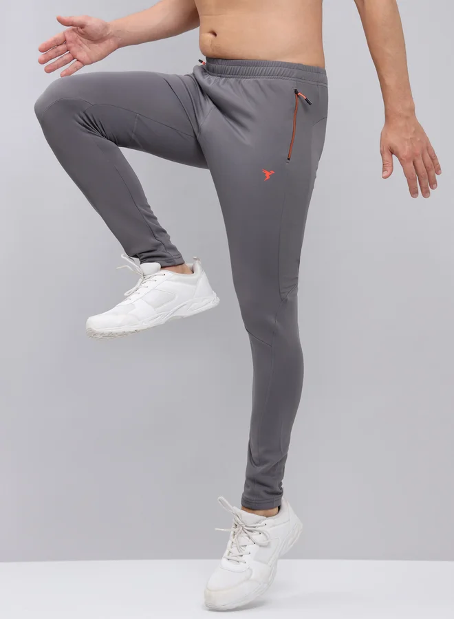Technosport Men Grey Solid Elasticated Waistband Track Pants