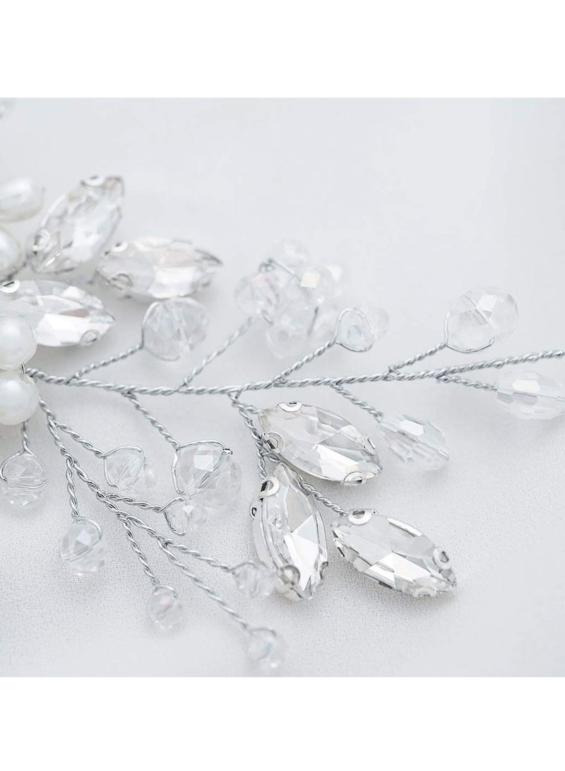 Elegant Silver Handmade Bridal Hair Comb with Pearl and Rhinestone Accents - Perfect Wedding Hair Accessory for Brides and Girls - Image 4