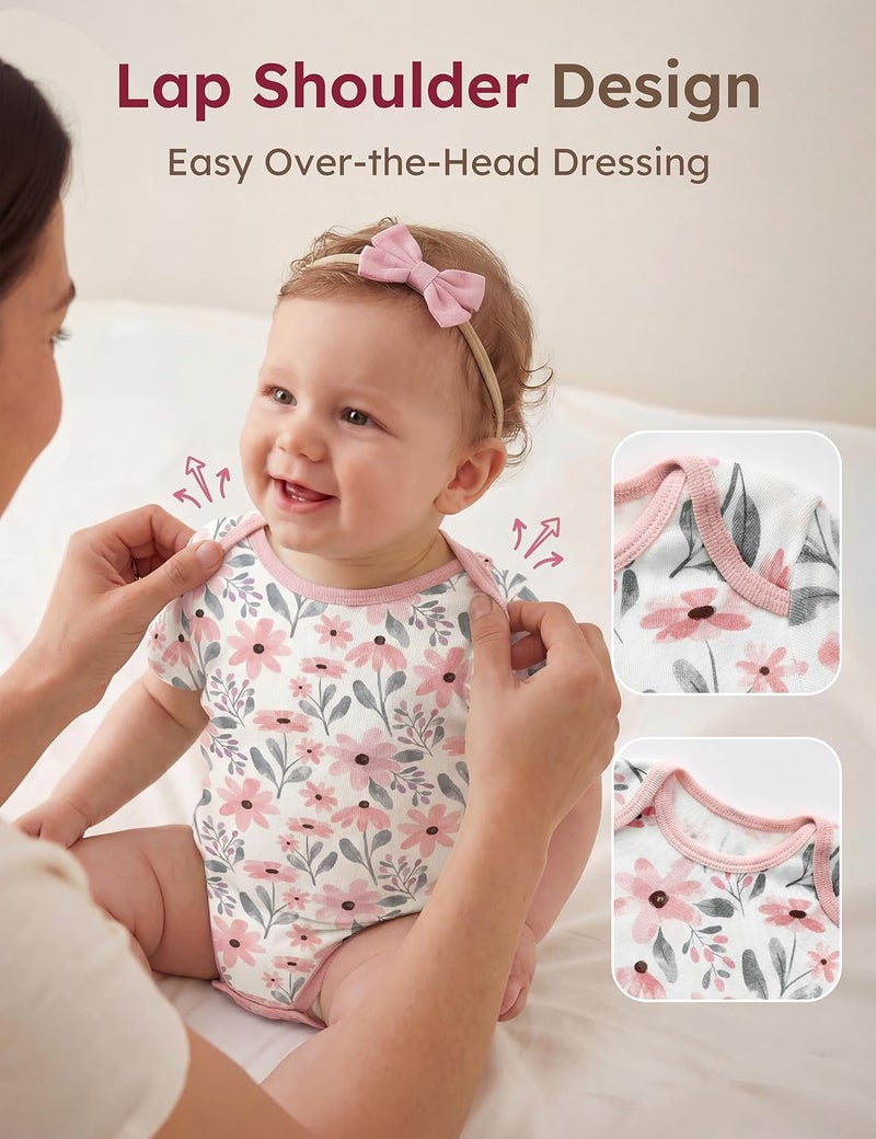 Yoofoss Baby Bodysuits 100% Organic Cotton Baby Short Sleeve Baby Boys Girls Clothes Soft Newborn Infant Romper,5 Pack,0-3 Months - Image 3