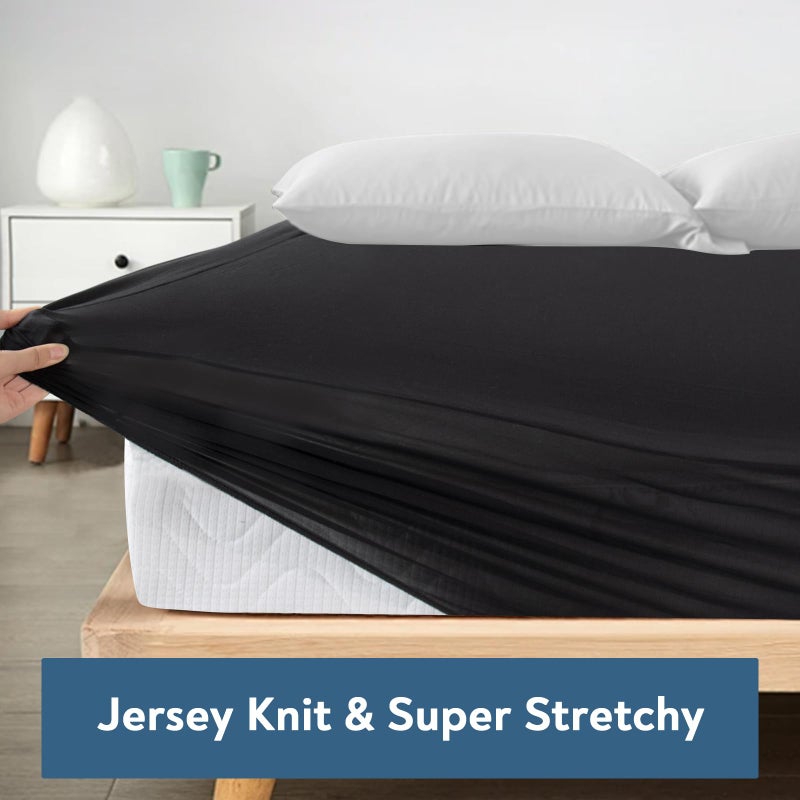 Magik & Kover Twin Fitted Sheet Only, Super Soft & Cozy Twin Size Bed Sheets for Boys Kids with Deep Pocket to 14 Inch, Cooling Jersey Mattress Bottom Sheets,Shrinkage & Stain Resistant, Wrinkle Free, Black - Image 3