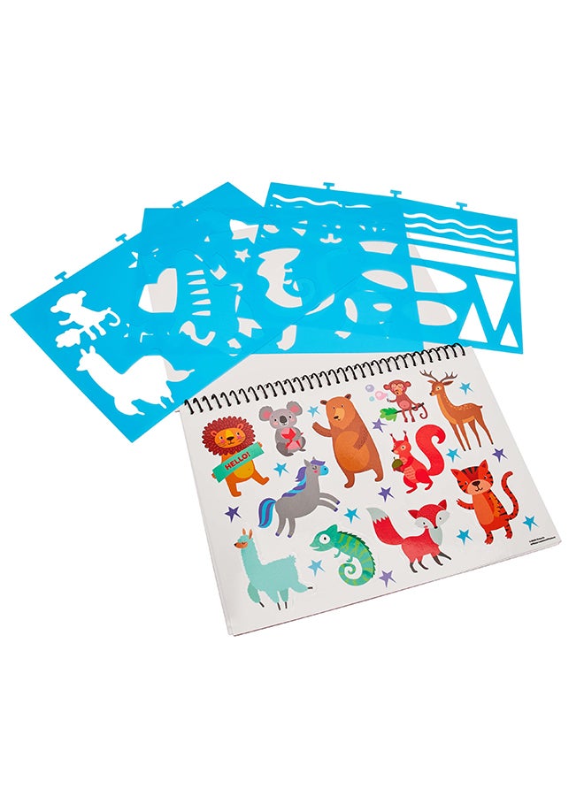 Crayola Stencil Colouring Book | Includes Patterned pages, Colouring pages, Stencil sheet & Stickers, and sticker scenes | Ages 6+ - Image 2