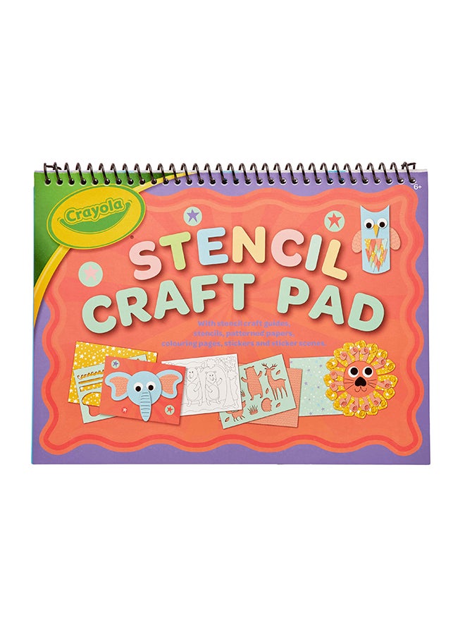Crayola Stencil Colouring Book | Includes Patterned pages, Colouring pages, Stencil sheet & Stickers, and sticker scenes | Ages 6+ - Image 1